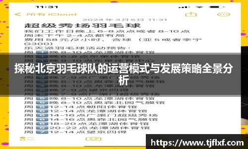 探秘北京羽毛球队的运营模式与发展策略全景分析